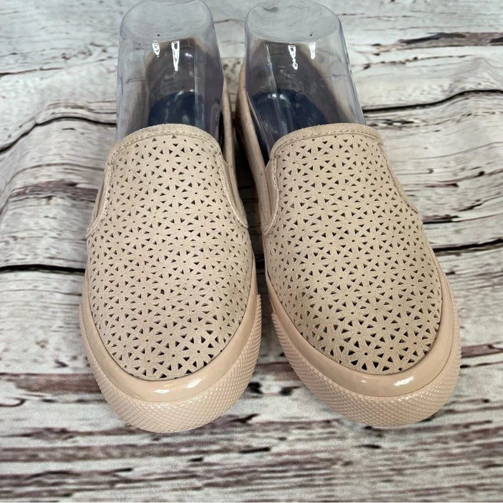 Sperry Seaside Nautical Light Pink Perforated Slip On Loafer Shoes‎ Women’s 7.5M